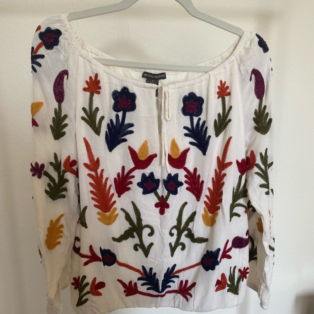 Chelsea & Theodore Peasant Blouse Size Large